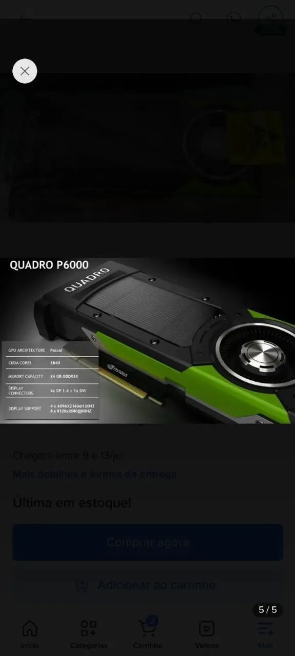 Placa de vídeo Nvidia Quadro P6000