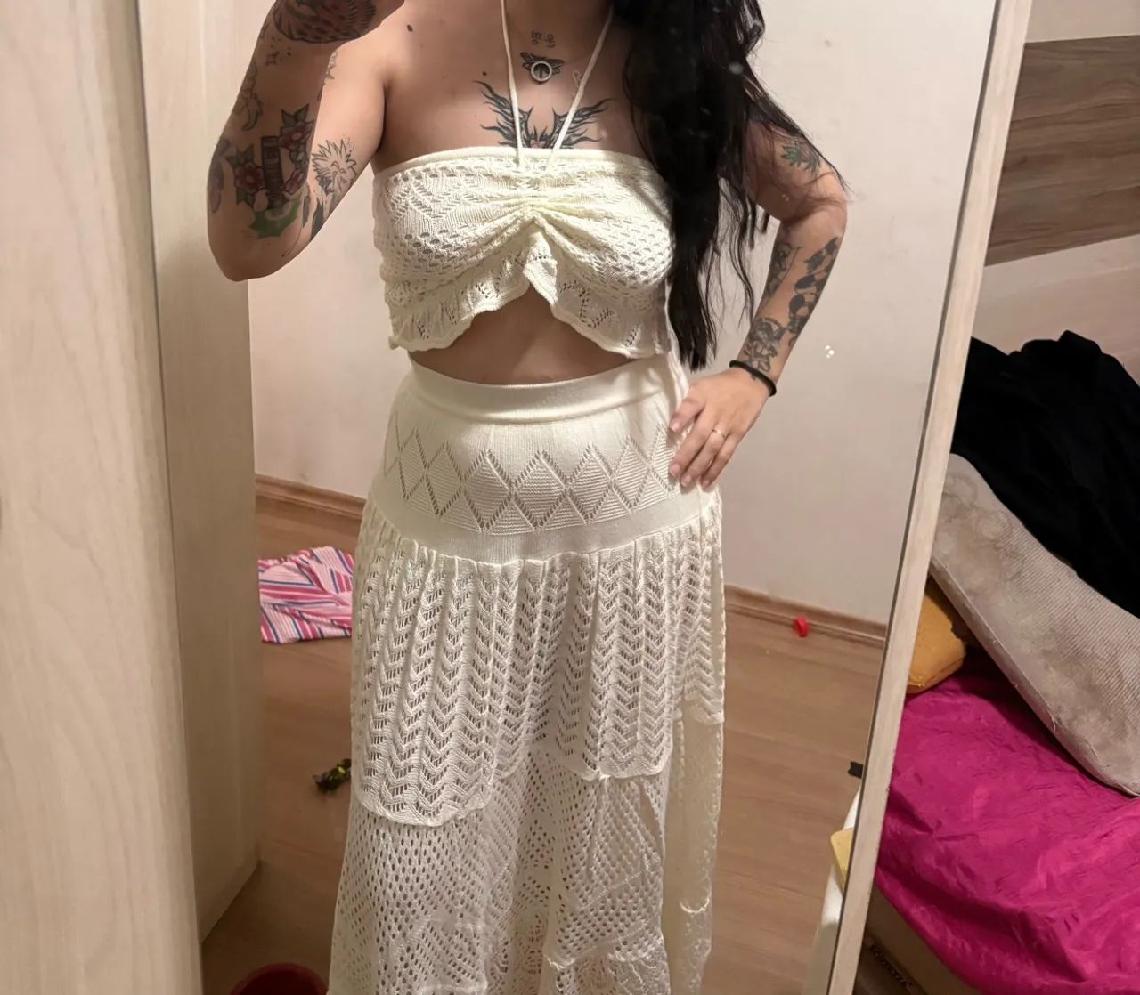 Conjunto farm de crochê branco (raríssimo) M