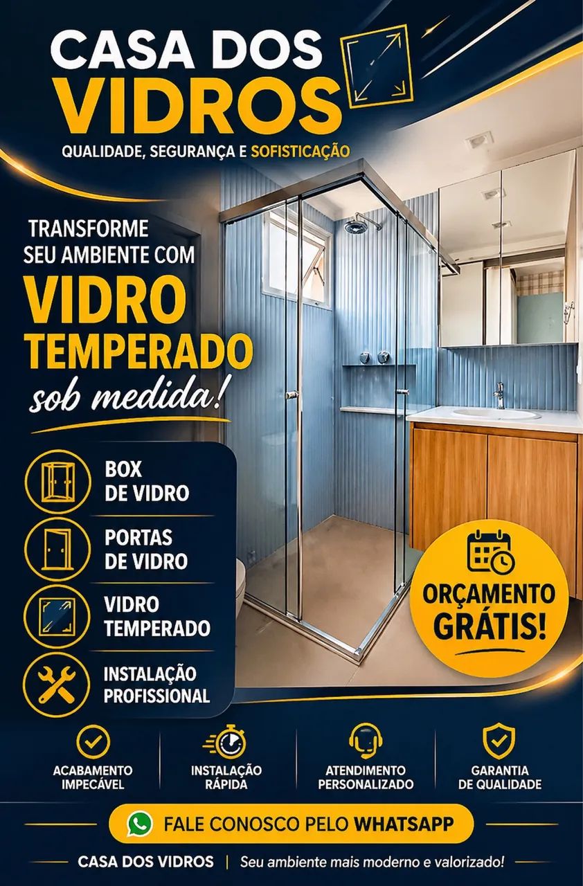 Box de banheiro em vidro temperado.