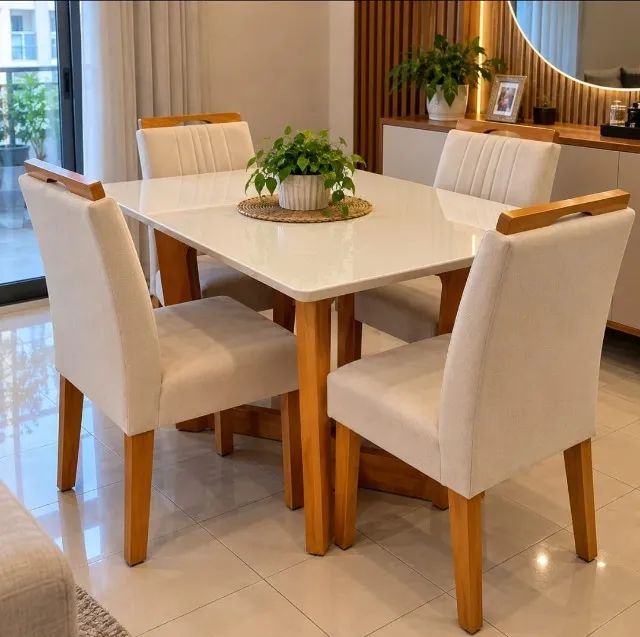 Mesa de Jantar Com 4 Cadeiras (Entrega Rápida Produto Novo)