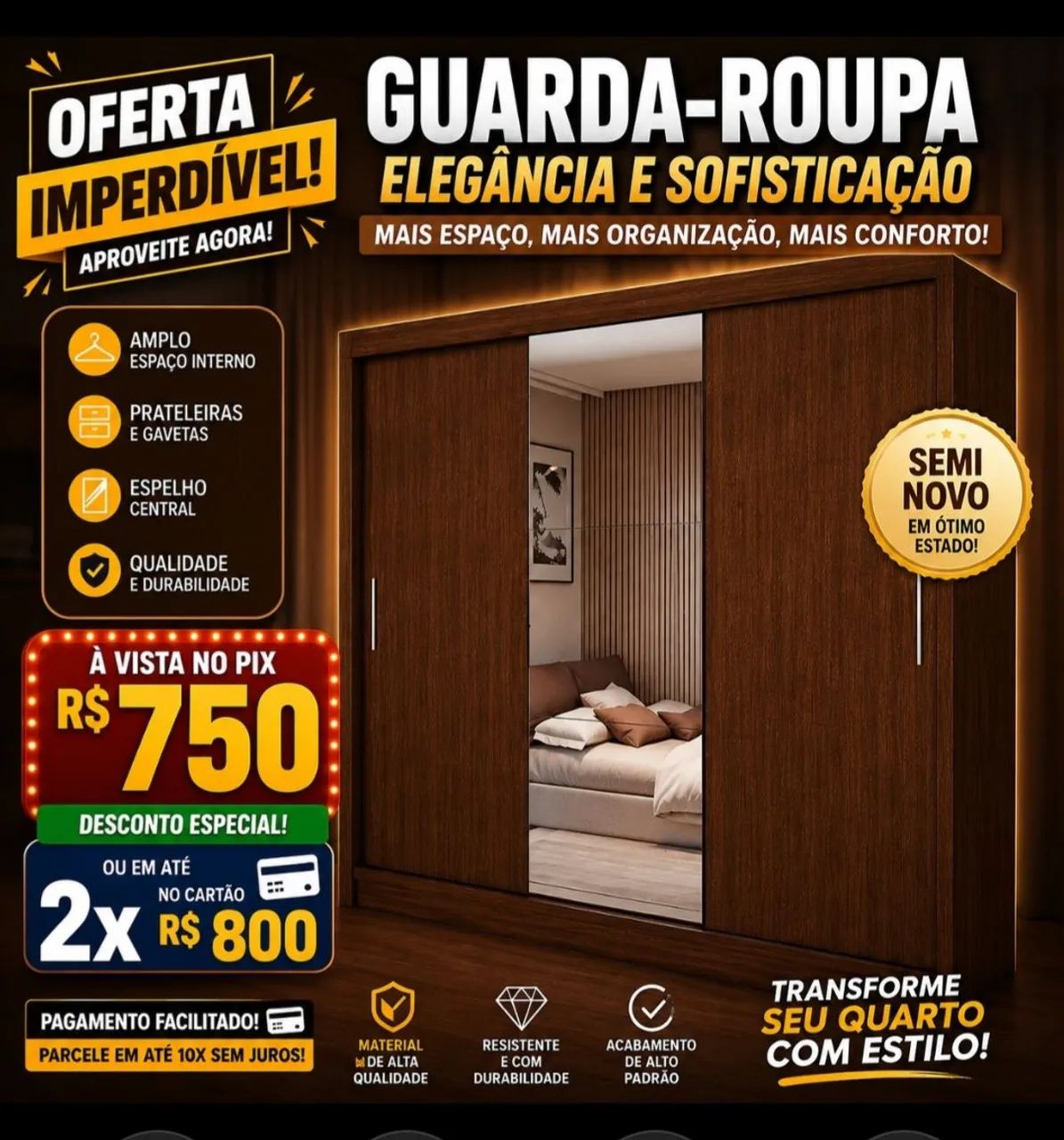 Vende se um guarda roupa. 