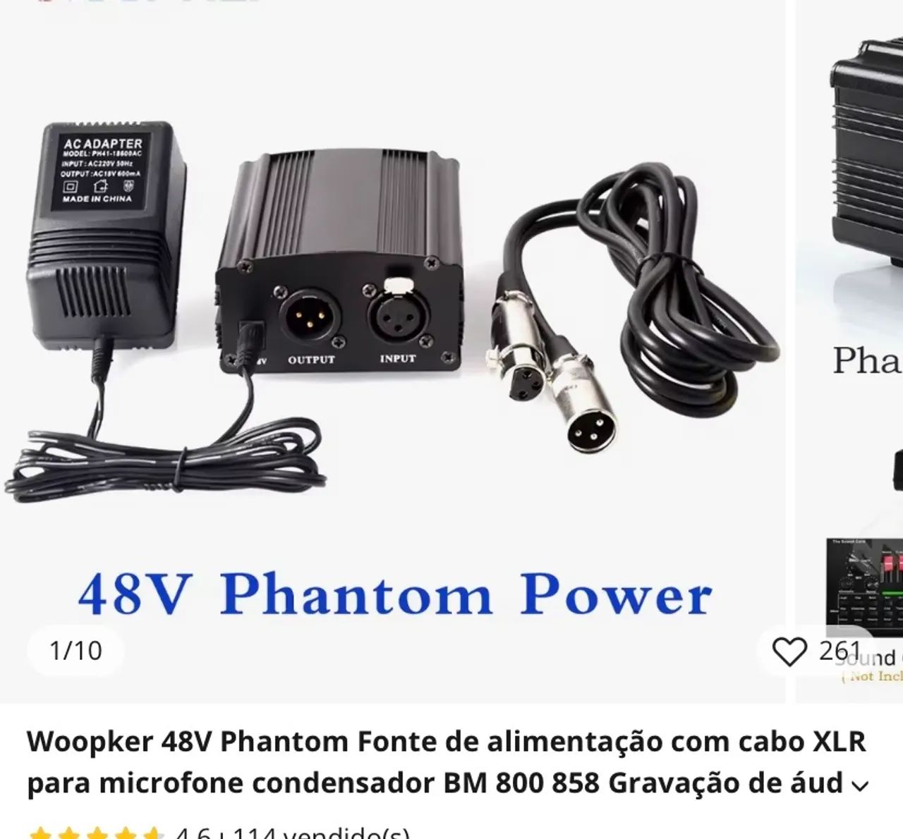 Phantom Power 48v para microfone comdessador