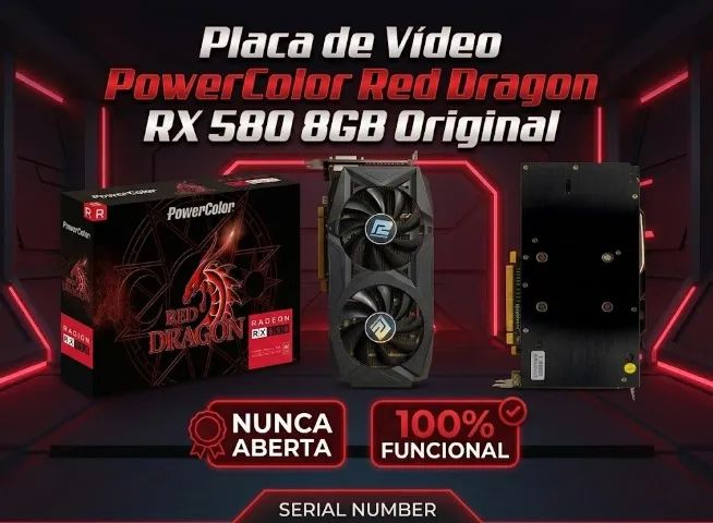 RX 580 8 GB, POWERCOLOR - ORIGINAL - Placas de Vídeo - Santa