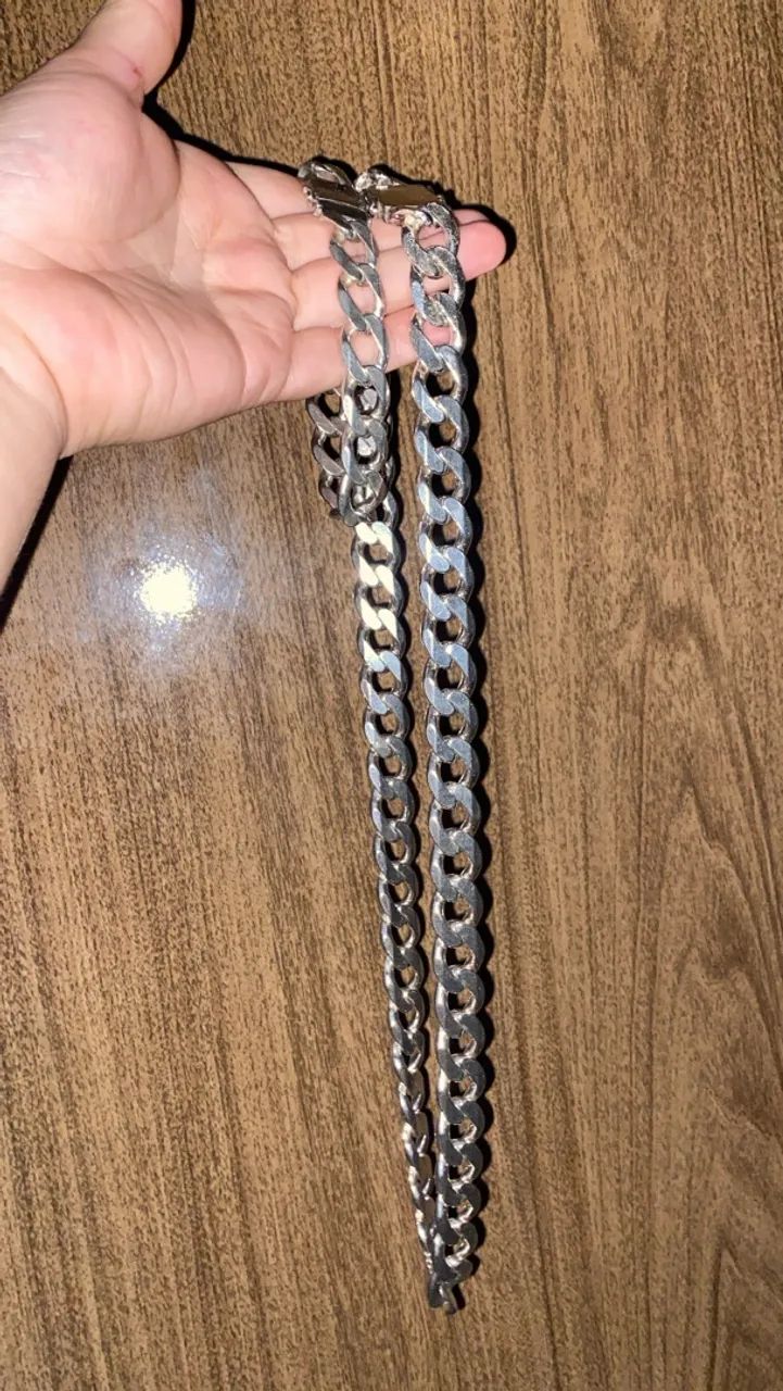 CORDÃO E PULSEIRA DE PRATA MACIÇA 925 - Foto 3