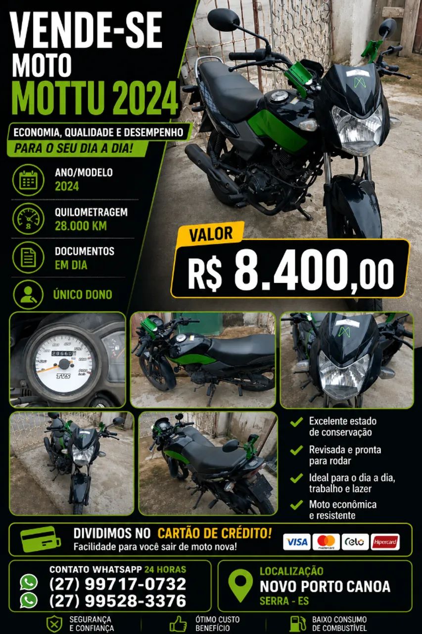 Mottu 110 cv quitada e documentada