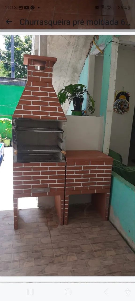 Churrasqueira pré moldada tijolinho com bancada ! 