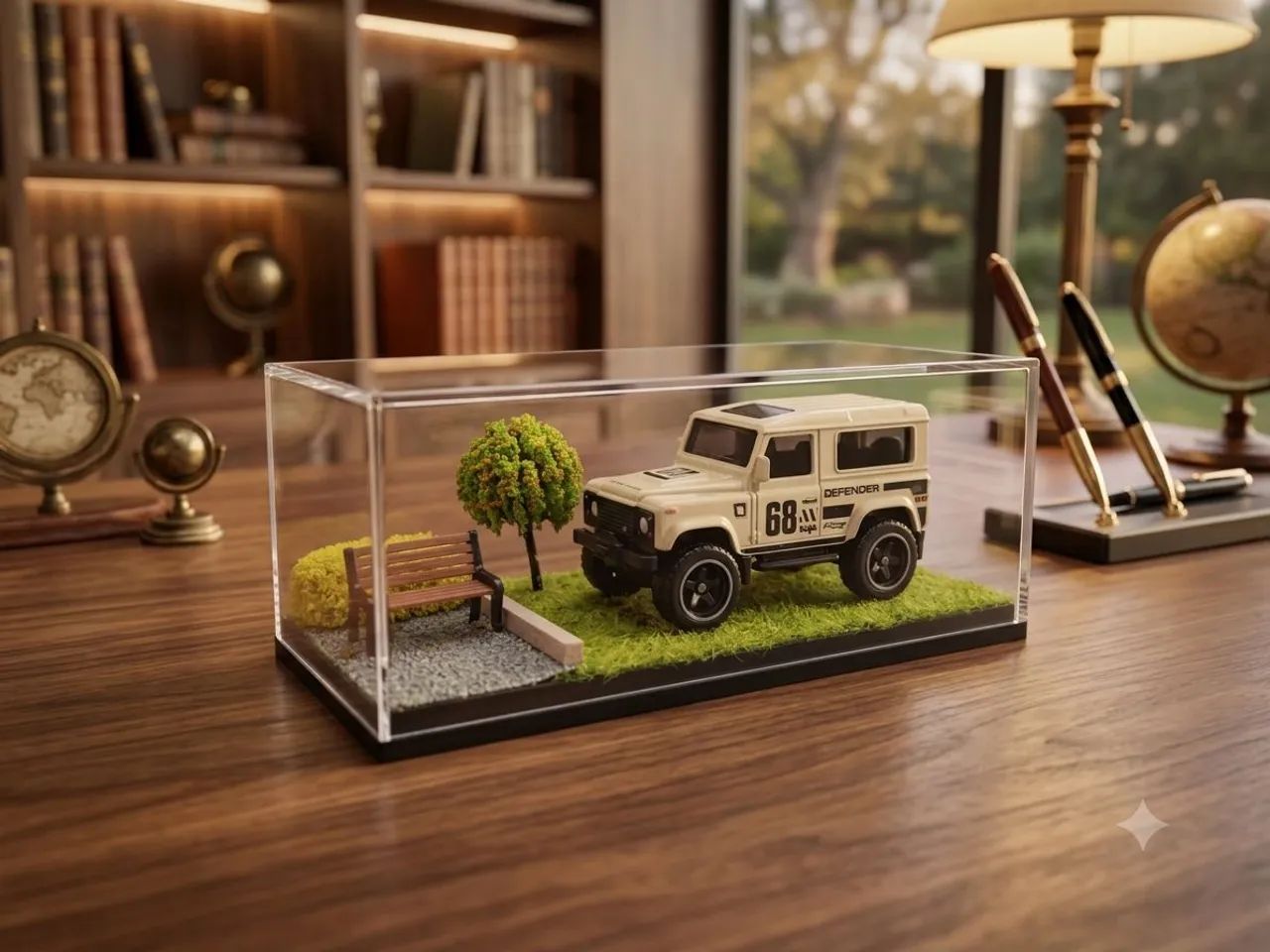Mini diorama 1 64 com árvore e banco, não acompanho miniatura carro - Foto 4