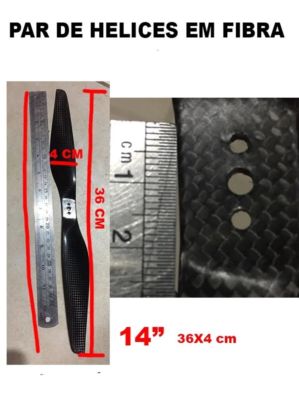 par de hélices em fibra 36cm - Foto 2
