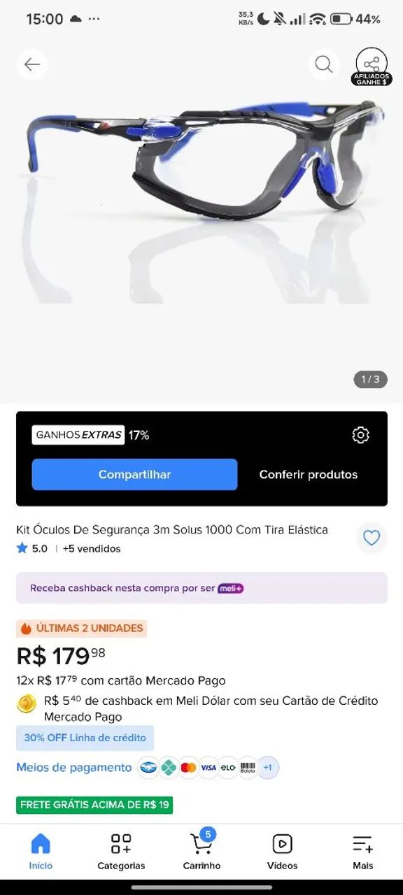 Óculos de segurança 3m 