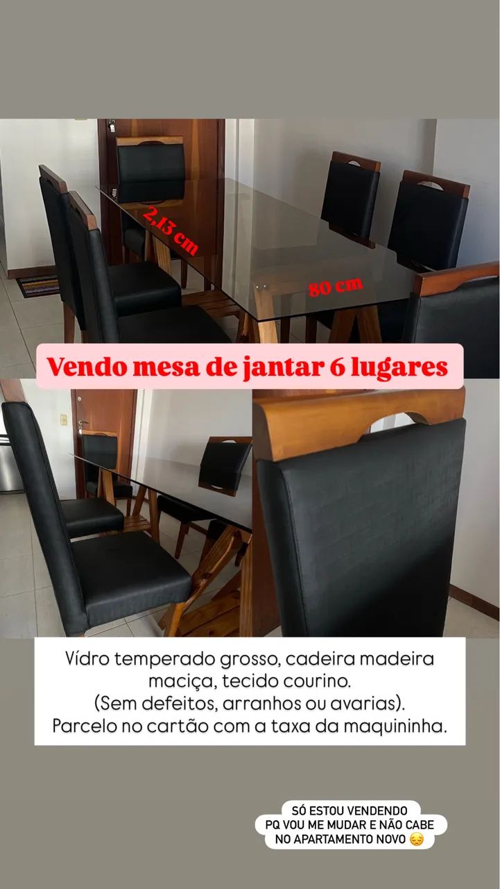 Vendo mesa com 6 cadeiras 