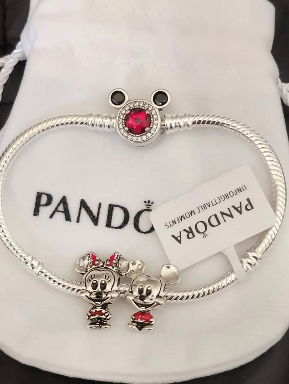 Pulseira Disney Mickey e Minnie em Prata 925