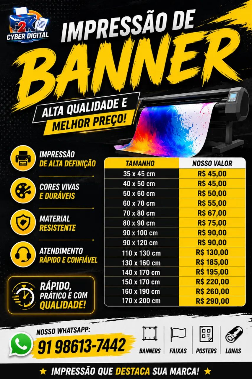 Banners, faixas, adesivos e impressão em alta resolução