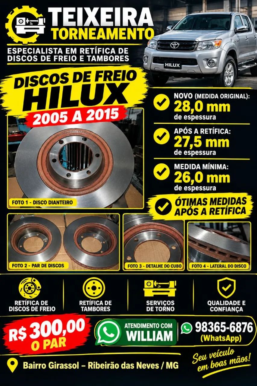 Discos freio Hilux