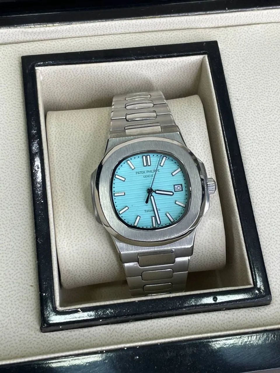 Relógio Automático Fundo Azul Tiffany 