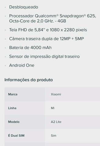 XIAOMI MIA2 lite 4GB RAM 64 GB ROM R$ 1.200 - Foto 2