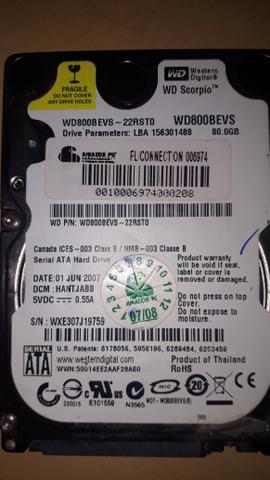 Hard disk western digital, Fujtitsu e Seagate 80gb