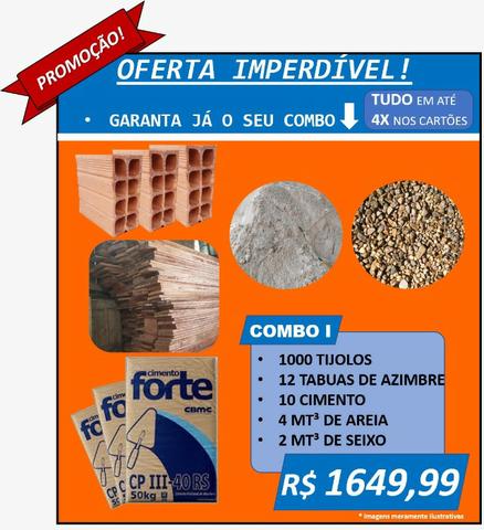 Promoção, tijolo, areia, seixo, tabua, tudo em até 4x no cartão