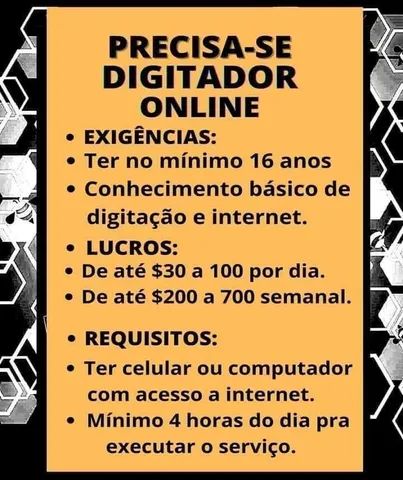 Vaga: digitador home-office em São Paulo - Internet