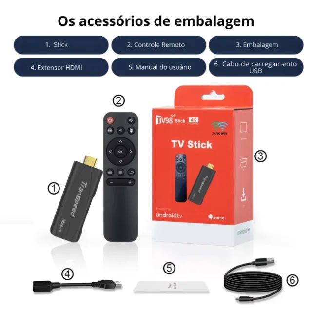 TV STICK Android 13 HDMI 4K 2GB RAM 16GB ROM Armazenamento CPU A53 Quadcore - Foto 3