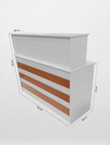 bancada de recepção reto canelado tampo de 15mm
