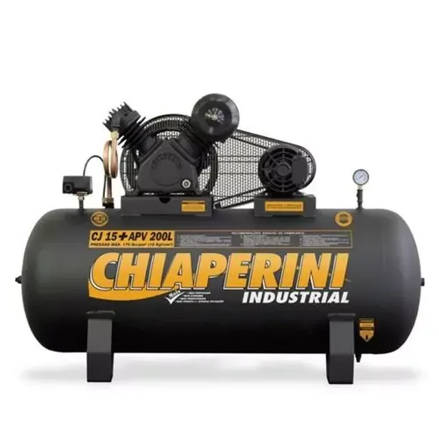 Compressor de ar 15 pés 200 litros 3 hp 175 lbs Trifásico - CJ 15+ APV 200L 110V/220V