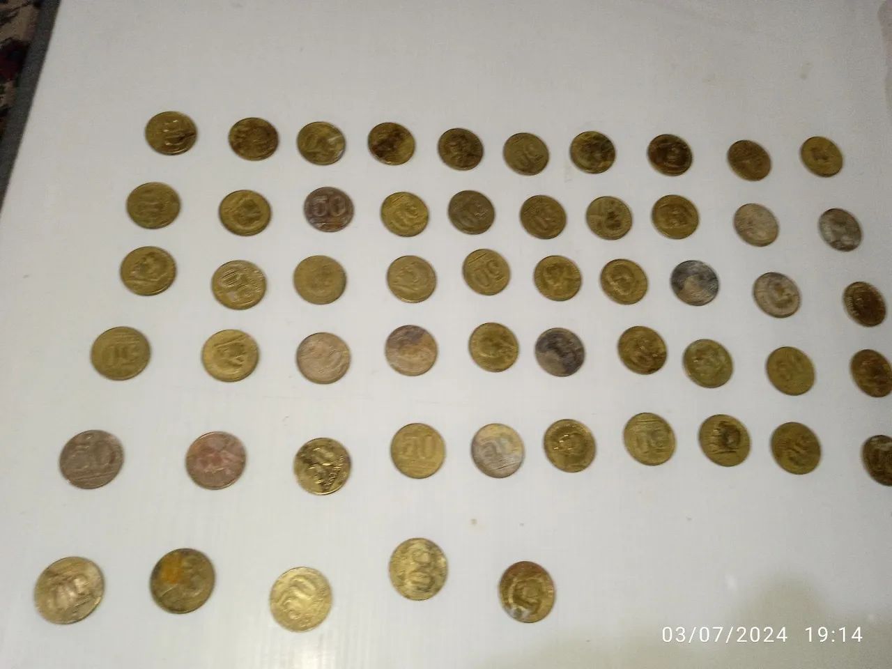 Moedas nacionais de 0,50 centavos décadas de 40 e 50 kit com 55 peças  - Foto 3