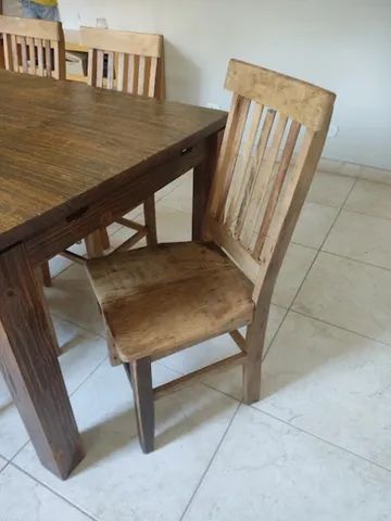 Mesa 6 Cadeiras Peroba Rosa Demolição Rustico Muito Lindo Retangular - Foto 4