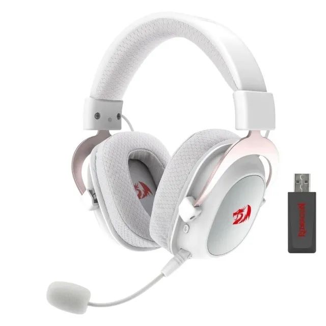 Headset Gamer Redragon Zeus Pro Branco Sem Fio Bluetooth Surround 7.1 - WZetta