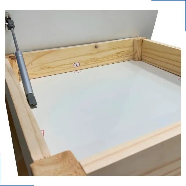 Mesa Infantil De Madeira Sem Pintura Com Baú Tampo Em Mdf - Foto 4