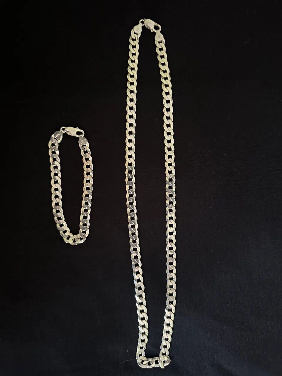 Corrente e pulseira prata 925 7mm