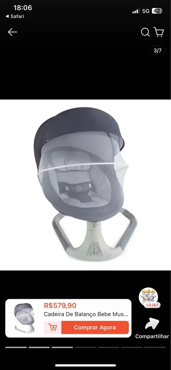 Cadeira De Balanço Bebe Musical Cadeirinha Descanso Galzerano.