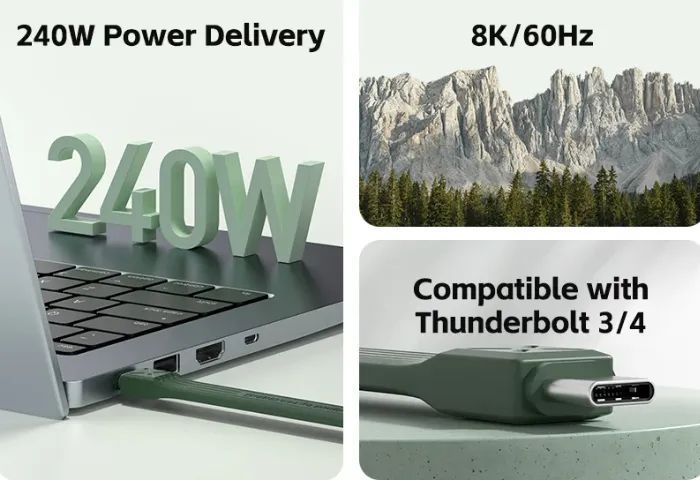 Cabo USB 4, Chaveiro Curto USB C, 240W, 40Gbps para Thunderbolt, - Foto 4