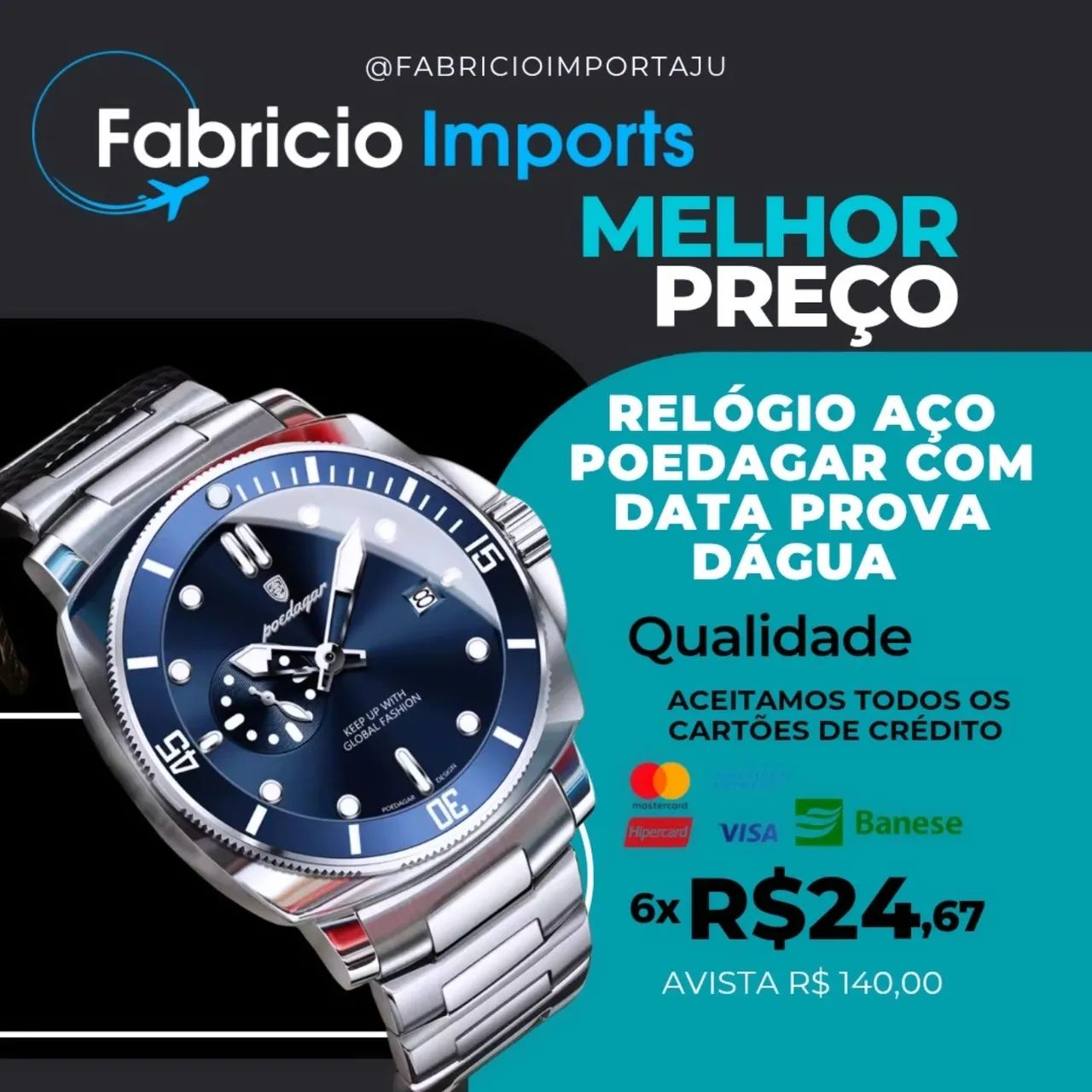 Relógio Peodegar Original Data Prova D'água 