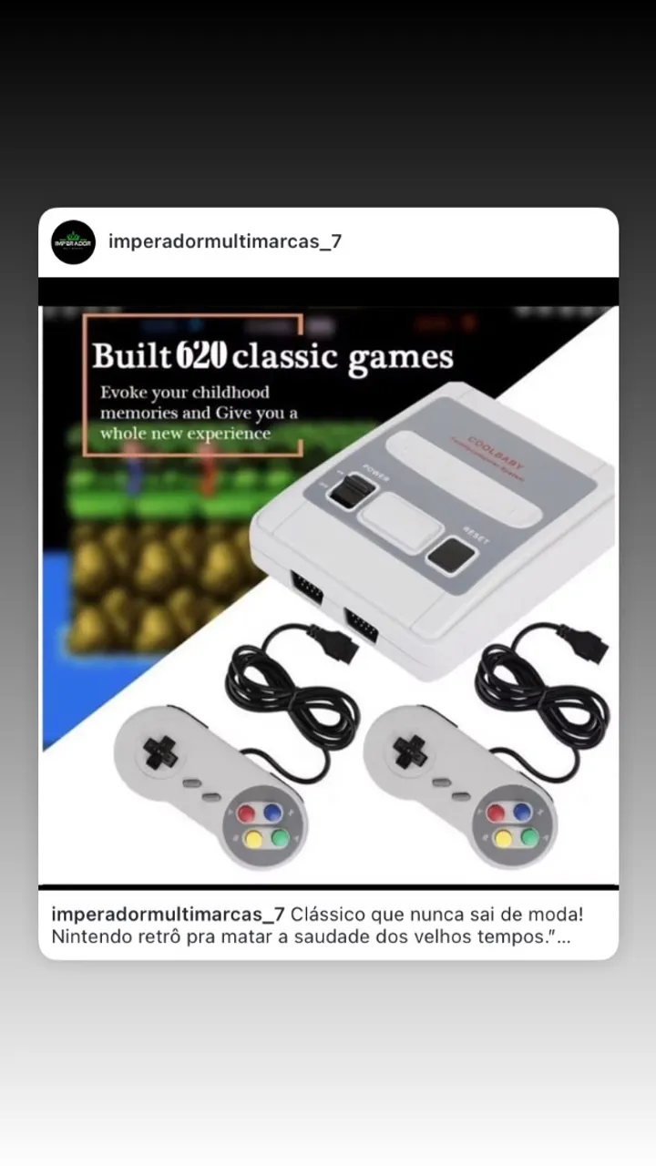 Nintendo retrô com 2 controles 620 jogos