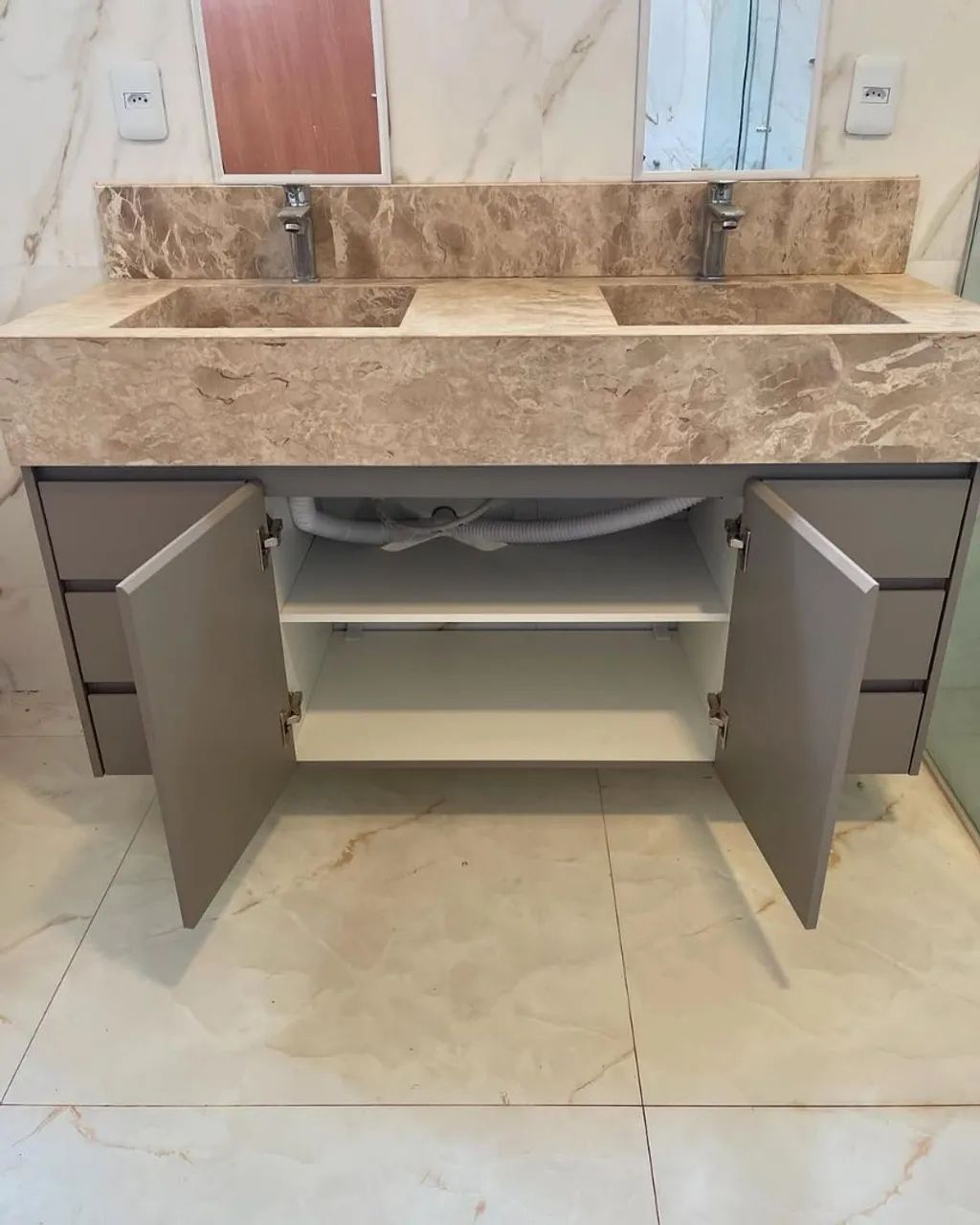 Mesa de Escritório com 2 Gavetas - Amadeirado - Foto 5