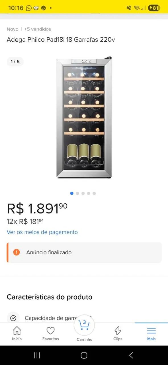 Adega Philco Pad18i 18 Garrafas - Foto 3