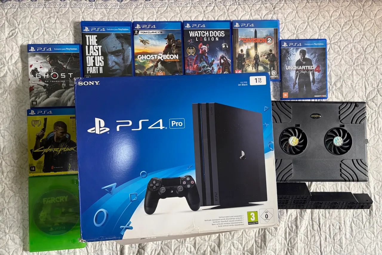 Ps4 Pro 1TB completo na caixa original