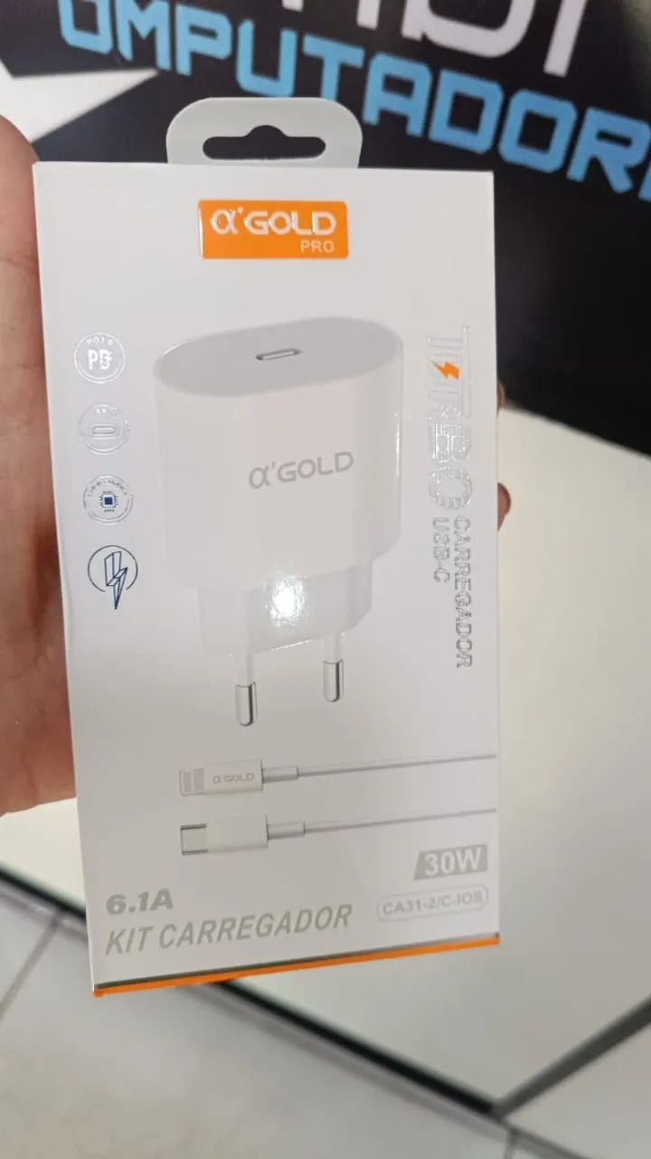 Carregador Celular Rapido 30w A'gold Ca31-2 6.1a Turbo Tipo C Para iPhone Loja Coimbra 