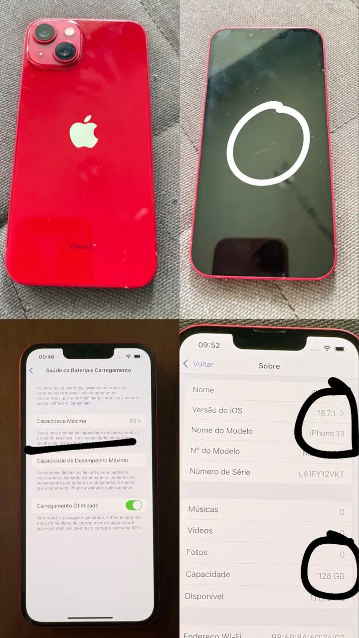 iPhone 13 レッド 128GB Apple iPhone 13 128GB 5G - Vitrine - tela Super Retina XDR OLED