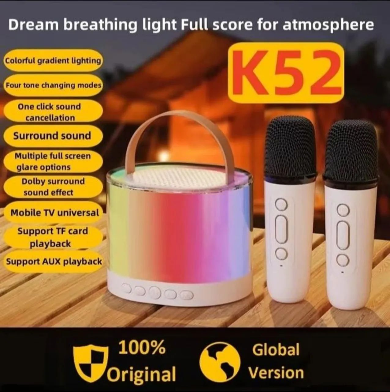 CAIXINHA DE SOM K52 BLUETOOTH COM DOIS MICS KARAOKÊ - Foto 2