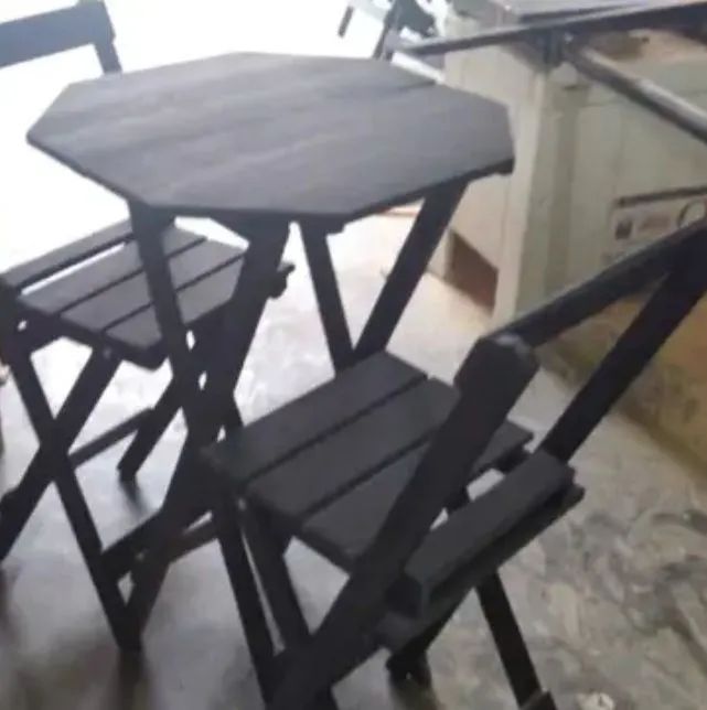 Conjunto de mesas dobráveis pretas64595960131841123