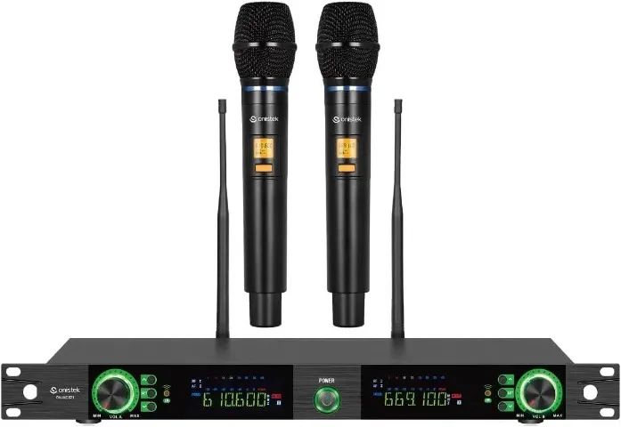 Kit Microfone Sem Fio Duplo Profissional Onistek ON-MC821 UHF