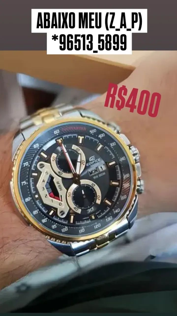Relógio CASIO EDIFICE Pulseira Jubileu Misto Com Dourado  - Foto 2