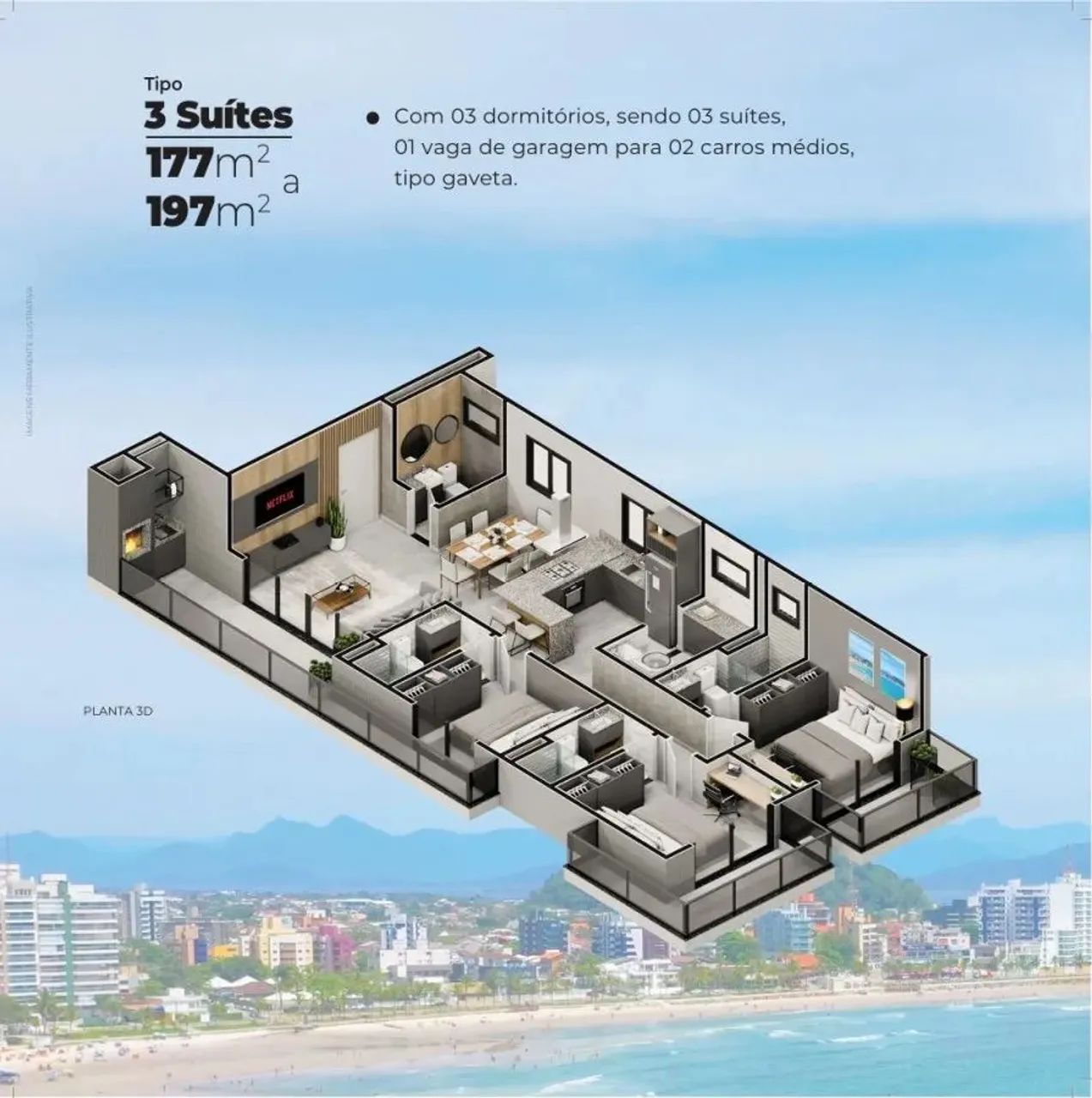 Apartamento para Venda em Guaratuba, Centro, 3 dormitórios, 3 suítes, 2 banheiros, 2 vagas - Foto 4