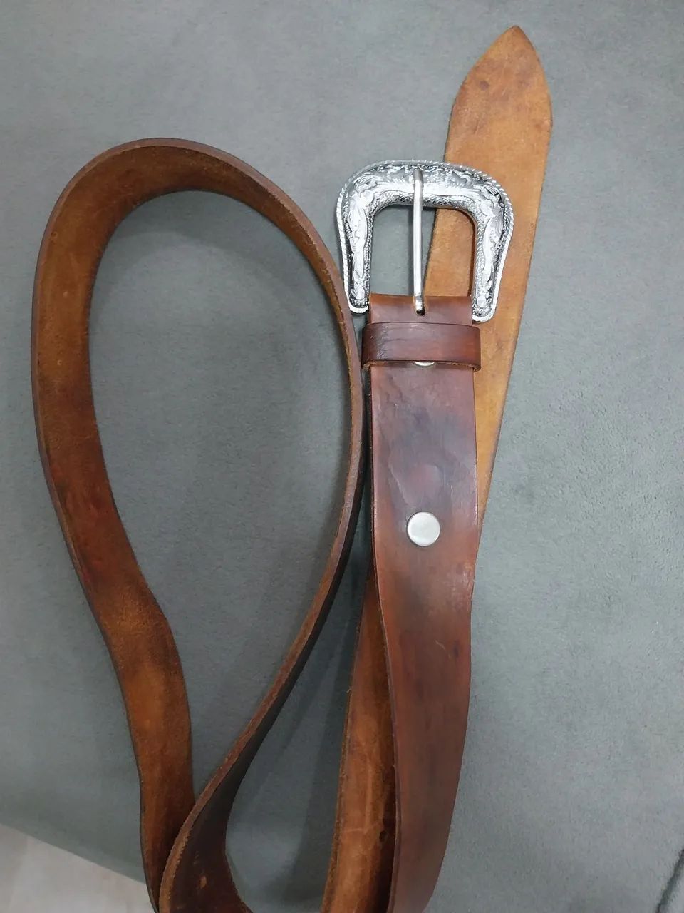 Cinto de Couro Masculino com Fivela - Foto 3