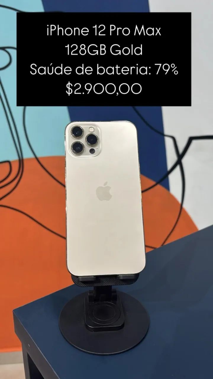 iPhone 12 Pro Max / 128GB / Saúde de bateria 79% / R$ 2.900,00