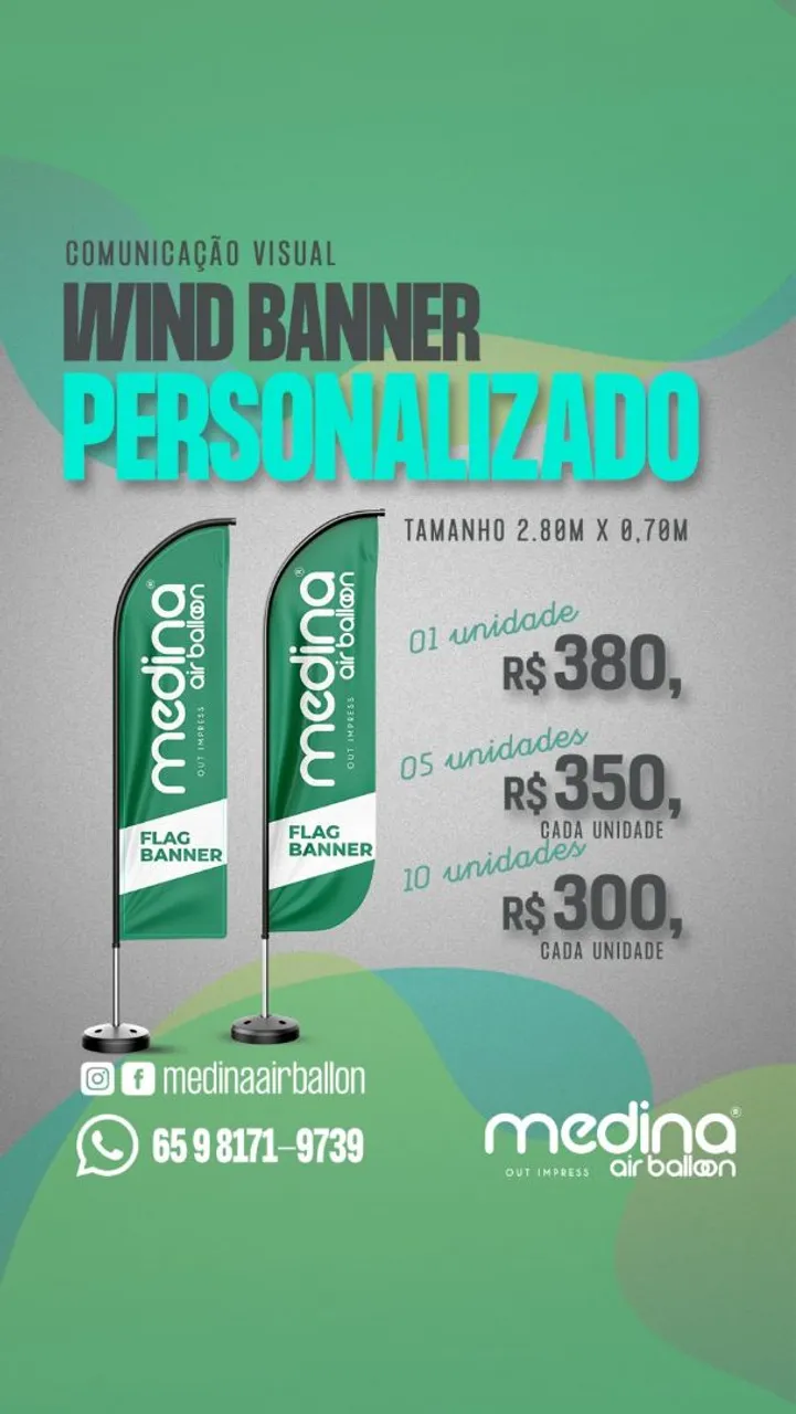 Wind Banner Personalizado - 2,80m x 0,70m