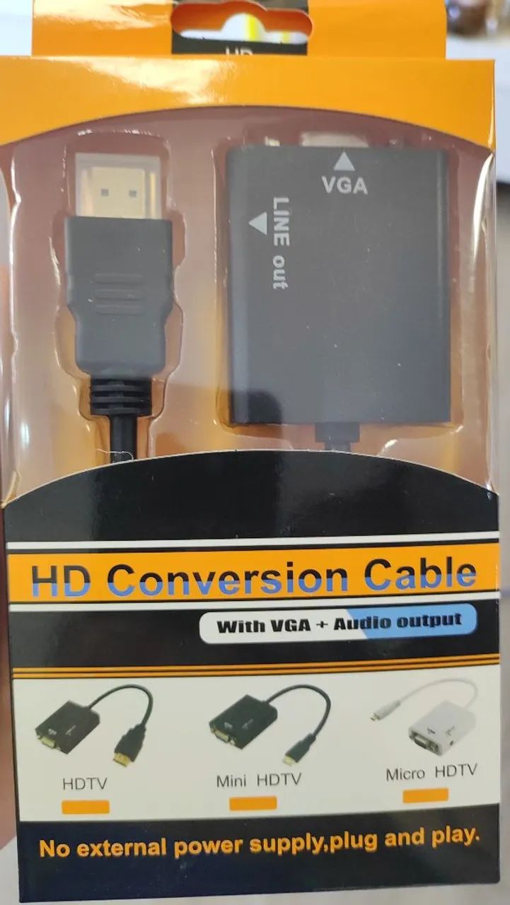 Cabo Conversor HDMI para VGA com Saída de Áudio