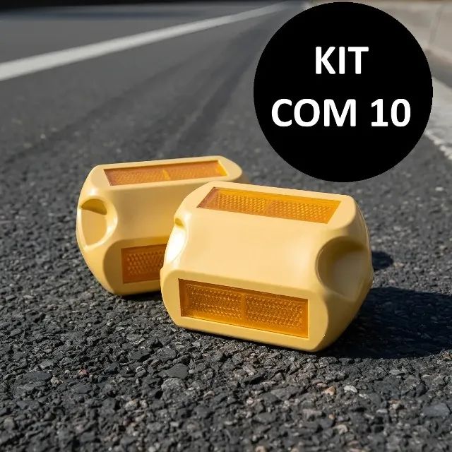 Mini Tachão Refletivo Bidirecional Amarelo Kit com 10