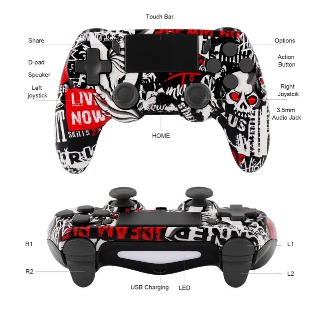 GAMINJA Controlador Bluetooth Sem Fio de Dupla Vibração, PS4, PS3, PC. - Foto 5